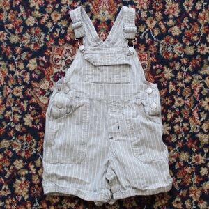Vintage Sesame Street striped overall shorts toddler size 2t snap button